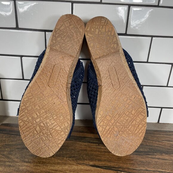 BareTraps Bethie Womens Size 7.5 Shoes Blue Denim Toe Loop Platform Wedge Sandal - Picture 7 of 12